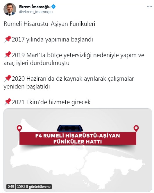 F4 Rumeli Hisarüstü - Aşiyan Füniküler Hattı İçin Açılış Tarihi Belli Oldu!