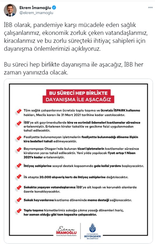 İBB Başkanı İmamoğlu Açıkladı: İstanbul Büyükşehir Belediyesi'ne Ait Gayrimenkuller İçin Kira ve Ecrimisil Ödemeleri Ertelendi!