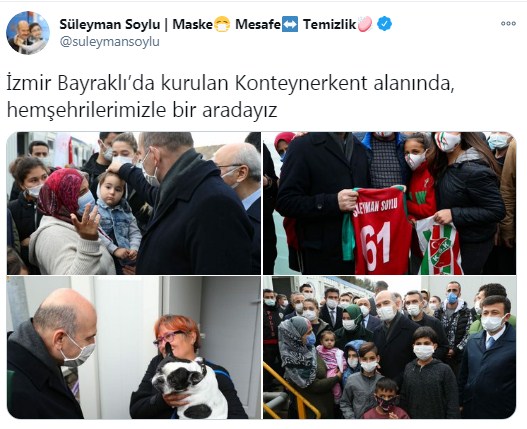 İçişleri Bakanı Süleyman Soylu İzmir Depremi Sonrası Kurulan Konteyner Kenti Ziyaret Etti!