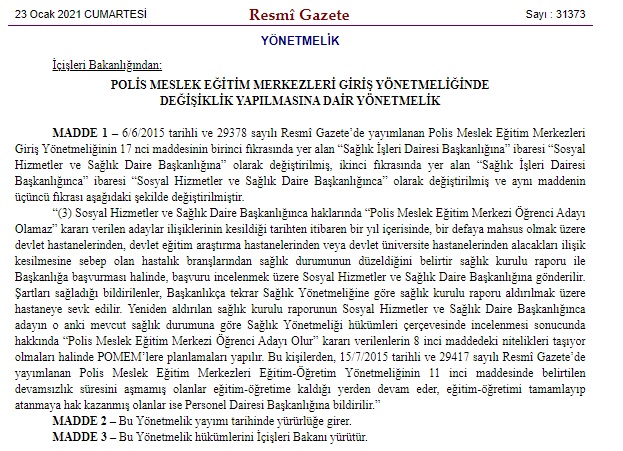 İçişleri Bakanlığı'nın POMEM Düzenlemesi Resmi Gazete'de Yayımlanarak Yürürlüğe Girdi!