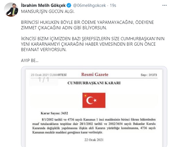 Melih Gökçek'ten Şok İddia: "İçimizdeki Bazı Şerefsizler Mansur Yavaş'a Bilgi Sızdırıyor!"