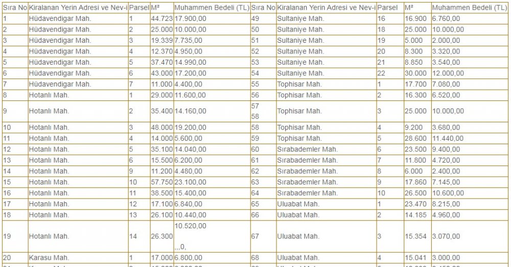 Belediye Başkanlığı'ndan Kiralık 191 Taşınmaz! Lojman, Tarla, İşyeri, Arsa