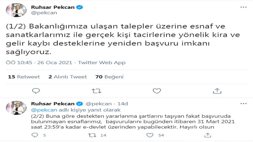 Bakan Pekcan'dan Esnafa Kira Yardımı ve Gelir Kaybı Desteği Müjdesi: E Devlet Başvuru Ekranı Yeniden Açılıyor!