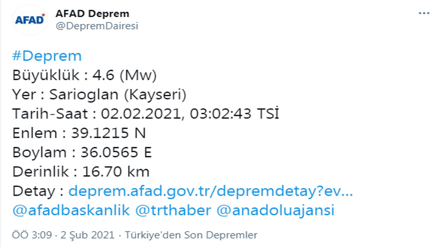 Kayseri'de Deprem Fırtınası! Peş Peşe 6 Deprem Oldu, Bazı Evlerde Hasar Oluştu