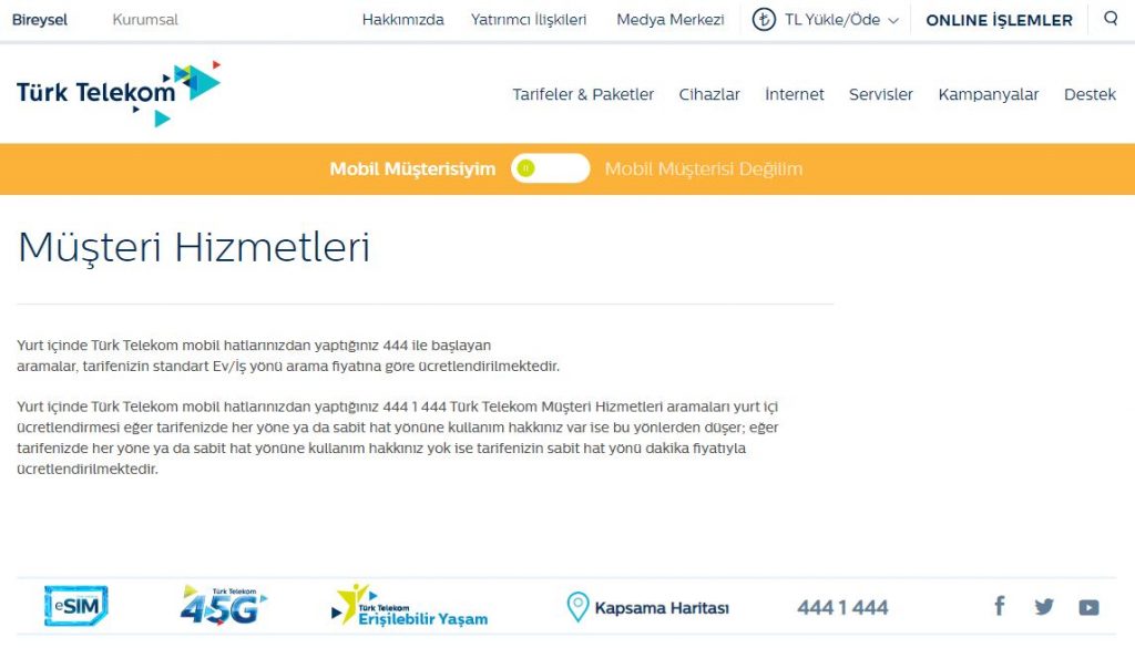 Türk Telekom Müşteri Hizmetleri İletişim Telefon Numarası
