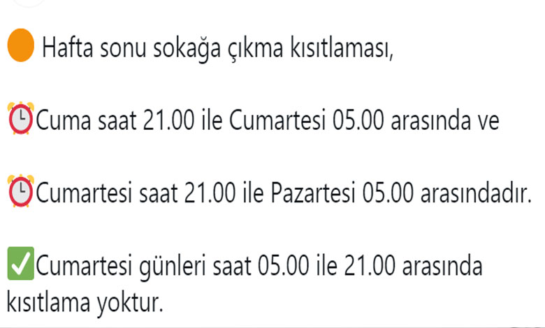 Son Dakika Açıklaması Geldi! Bu Hafta Sonu 81 İl İçin Uygulanacak Sokağa Çıkma Yasağı Saatleri ve İller Açıklandı