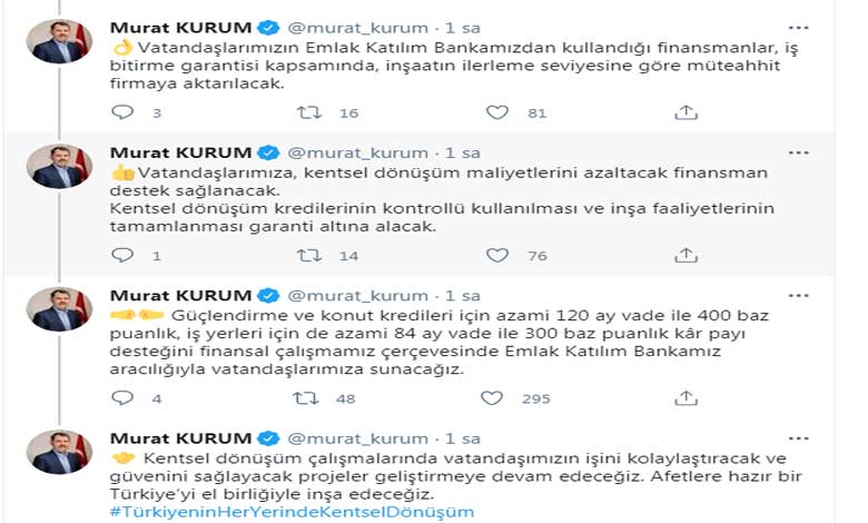 Bakan Murat Kurum Müjdeyi Verdi: Emlak Katılım Bankası Kentsel Dönüşümde Garantör Olacak, İndirimli Konut Kredisi Verecek!