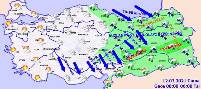 Meteorolojiden Son Dakika Kuvvetli Kar Yağışı, Sağanak Yağmur, Çığ, Zirai Don ve Fırtına Uyarısı