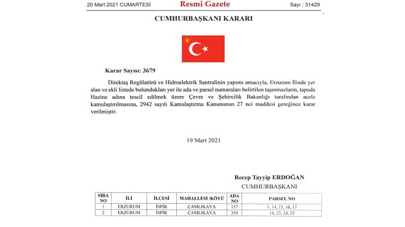 Enerji Projeleri İçin 8 İlde Acele Kamulaştırma Kararları Resmi Gazete İle Yayımlandı!