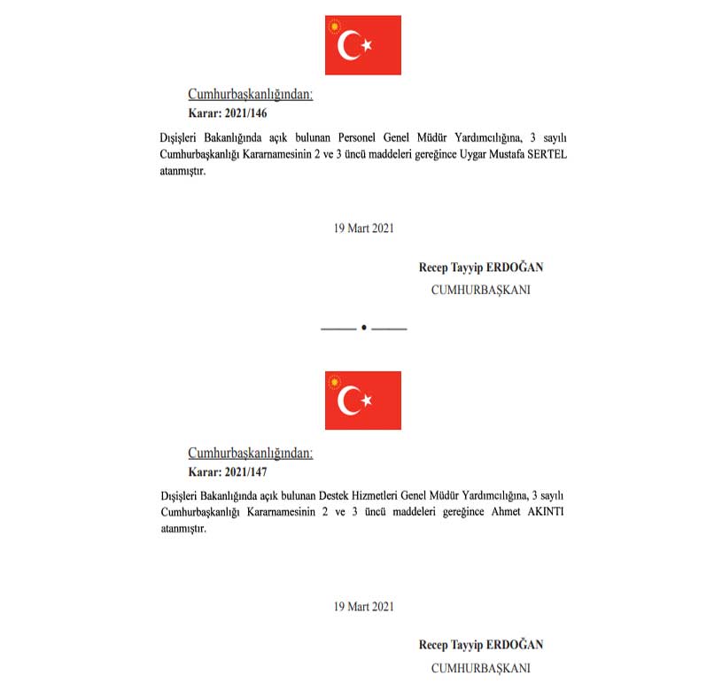 20 Mart 2021 Tarihli Atama Kararnamesi İle 10 Bakanlıkta Sürpriz Atamalar Yapıldı!