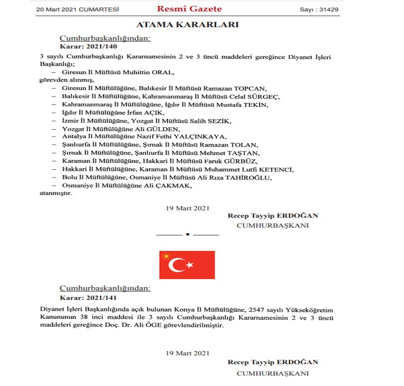 20 Mart 2021 Tarihli Atama Kararnamesi İle 10 Bakanlıkta Sürpriz Atamalar Yapıldı!