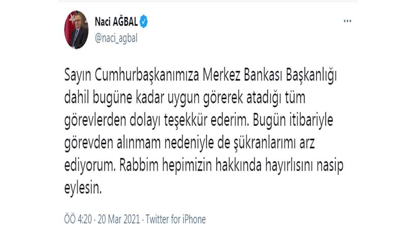 Son Dakika: Görevden Alınan Naci Ağbal'dan İlk Açıklama Geldi!