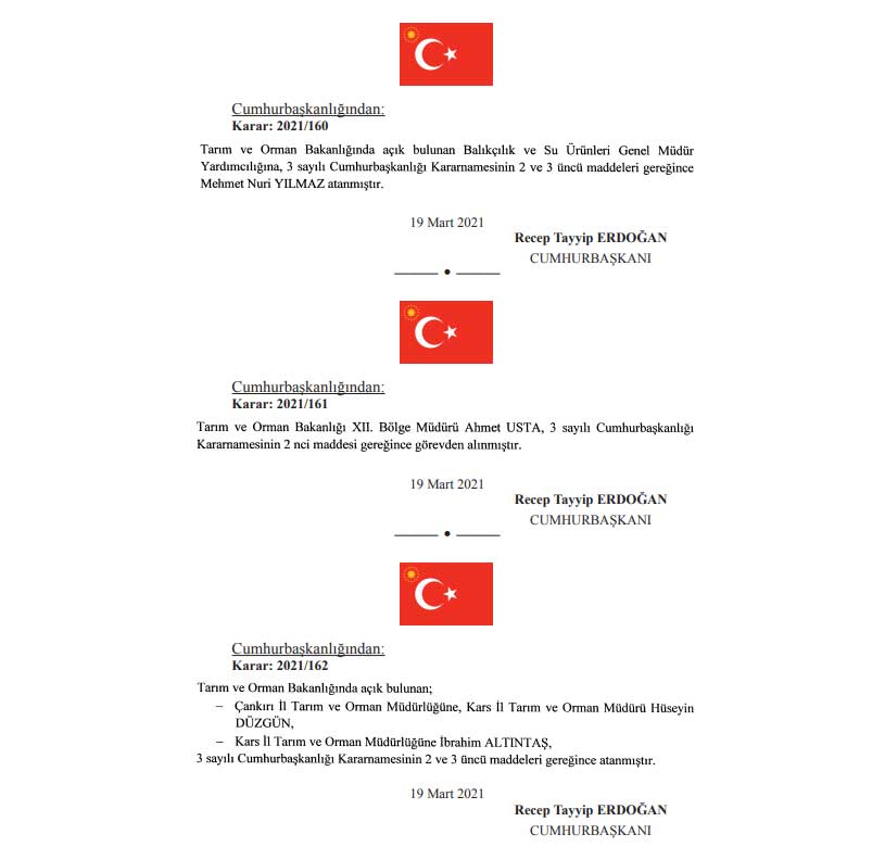 20 Mart 2021 Tarihli Atama Kararnamesi İle 10 Bakanlıkta Sürpriz Atamalar Yapıldı!