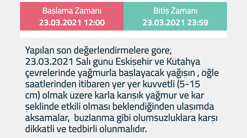 Mart Sonunda Kar Geri Geldi! Meteoroloji Saat Vererek Uyardı