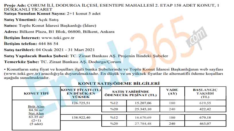 TOKİ'den 7 İlde 13 Bin TL Peşinat, 380 Lira Taksitle 904 Adet Çekilişsiz, Kurasız Konut Satış İlanı Yayımlandı!