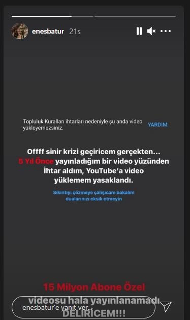 Youtube, Enes Batur'un Yeni Video Yüklemesini Yasakladı!