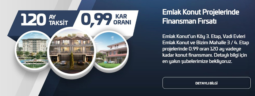 0.99 Oranlı 120 Ay Vadeli Konut Finansmanı Emlak Katılım'dan! İşte Geçerli Projeler