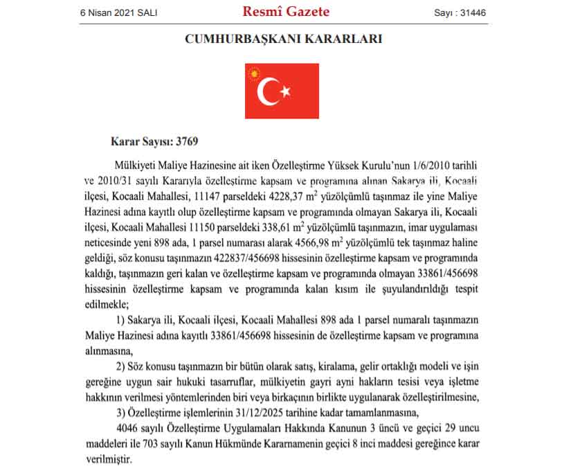 Cumhurbaşkanı Erdoğan Tarafından İmzalanan Yeni Özelleştirme Kararları Resmi Gazete İle Yayımlandı