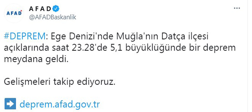 Son Dakika 5.1 Şiddetinde Deprem! Muğla'nın Datça İlçesi Açıklarında Meydana Geldi