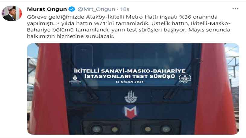 Ataköy İkitelli Metro Hattında İlk Seferler Haziran Ayından Önce Başlayacak