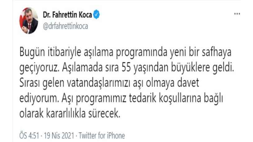 SON DAKİKA: Covid 19 Aşı Takvimi Açıklandı, 55 Yaş Üstü Aşı Tarihi Sağlık Bakanı Koca Tarafından Açıklandı