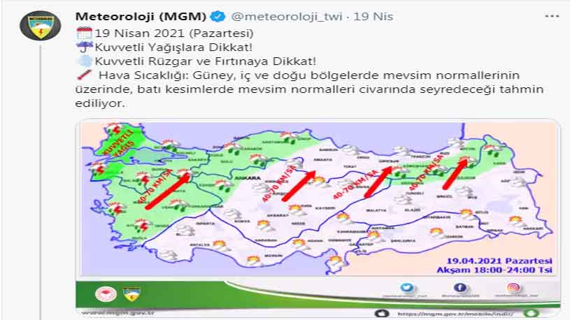 Meteoroloji Genel Müdürlüğü İl İl Uyardı! 47 İlde Flaş Sağanak Yağış, Çamur Yağmuru, Fırtına ve Kuvvetli Rüzgar Uyarısı