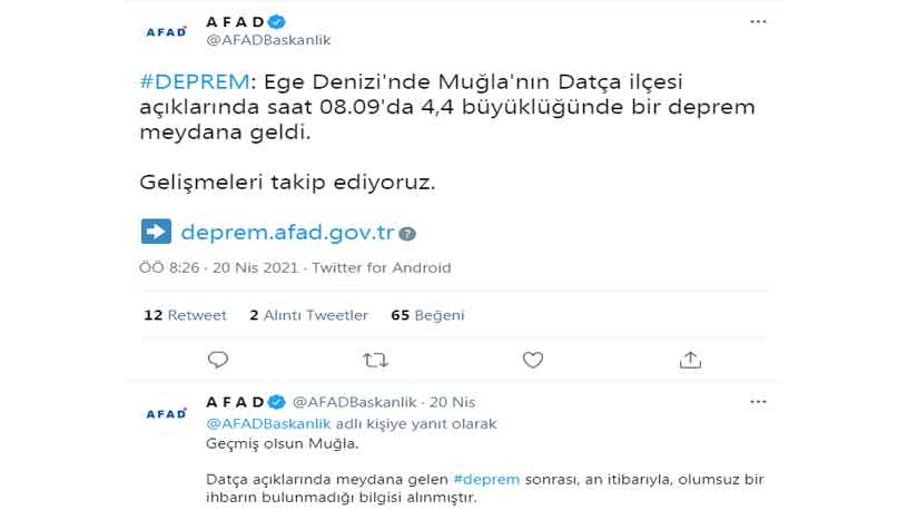 Son Dakika AFAD Deprem Haberi: Muğla Datça Depremle Sallandı!