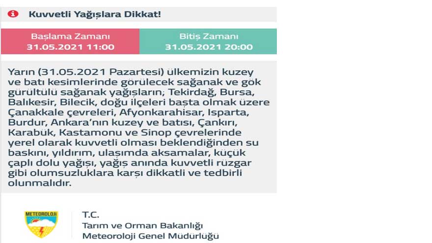 MGM'den Son Dakika Meteorolojik Uyarı Raporu: Kuvvetli Yağış, Gök Gürültülü Sağanak, Sel, Fırtına ve Dolu Yağışı Uyarısı Yapılan İller Hangileri?