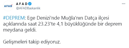 AFAD Kandilli Son Dakika Deprem Haberi! Muğla'nın Datça İlçesi Depremle Sallandı!