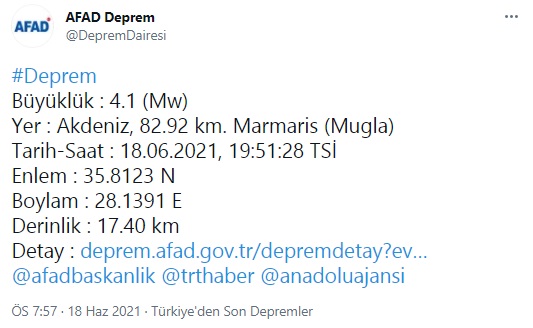 Son Dakika Deprem Haberi! AFAD Ve Kandilli Muğla Marmaris Açıklarında Deprem Duyurusu Yaptı