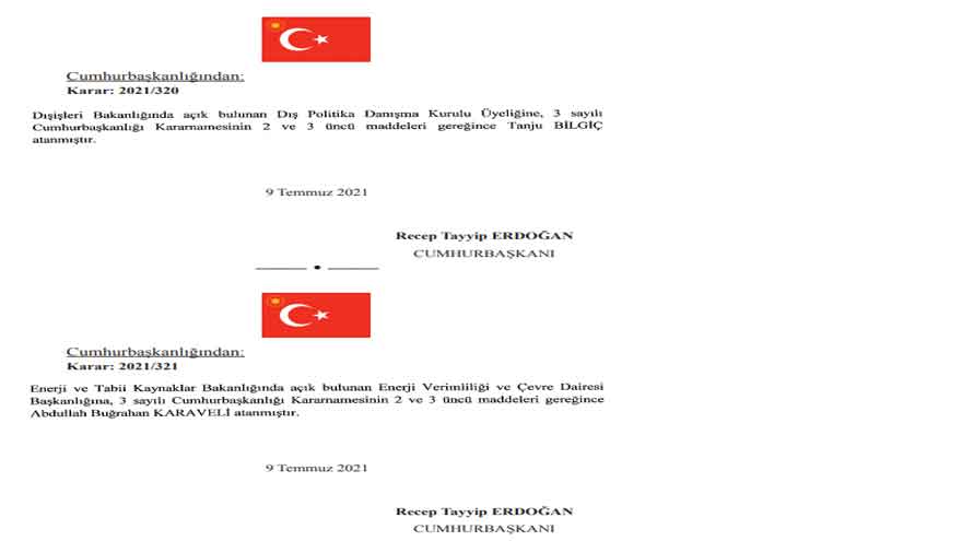 10 Temmuz Tarihli Atama Kararnamesi! 6 Bakanlık ve 22 Kurum İle İlgili Yeni Atama ve Görevden Alma Kararları