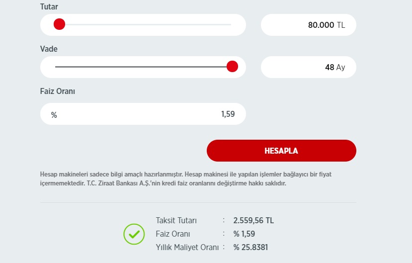 80 Bin TL Taşıt Kredisi Ziraat Bankası'nda 2.559 TL Taksitle!