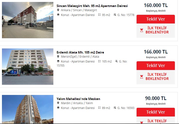 Ankara'da 102 m2 3+1 Daire Ziraat Bankası'ndan 68.250 Bin TL'ye Satılık