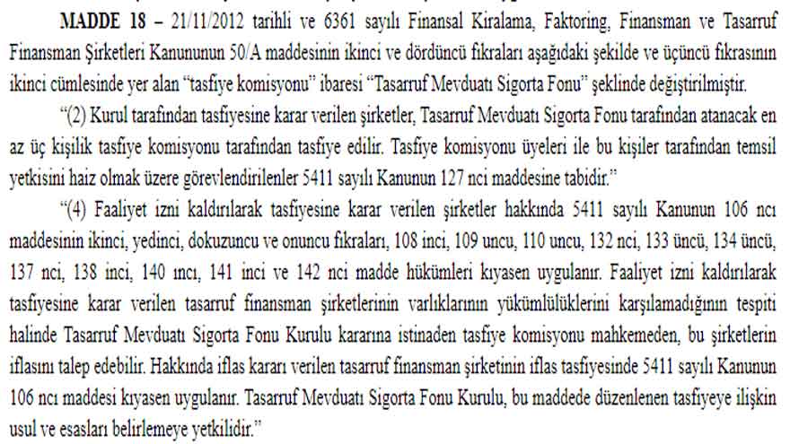 Tasfiye Edilen Faizsiz Tasarruf Finansman Şirketleri İçin Yeni Karar!