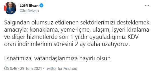 Maliye Bakanı Lütfi Elvan'dan KDV İndirimi Açıklaması! İşte Yararlanacak Sektörler Ve İndirim Oranları!