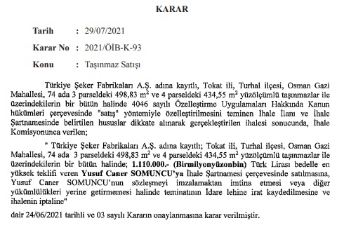 Özelleştirme İdaresi Başkanlığının Bazı Özelleştirme İhalelerinin Sonuçları Resmi Gazete'de Yayınlandı