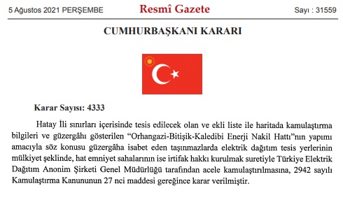 Cumhurbaşkanı Erdoğan'ın İmzasıyla 5 Ayrı İlde Acele Kamulaştırma Kararları Resmi Gazete'de Yayınlandı