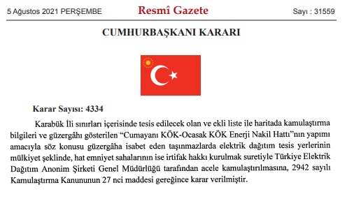 Cumhurbaşkanı Erdoğan'ın İmzasıyla 5 Ayrı İlde Acele Kamulaştırma Kararları Resmi Gazete'de Yayınlandı