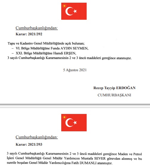 Atama Kararnamesi Resmi Gazete'de Yayınlandı! Cumhurbaşkanı Erdoğan'ın 6 Ağustos Atama Kararları!