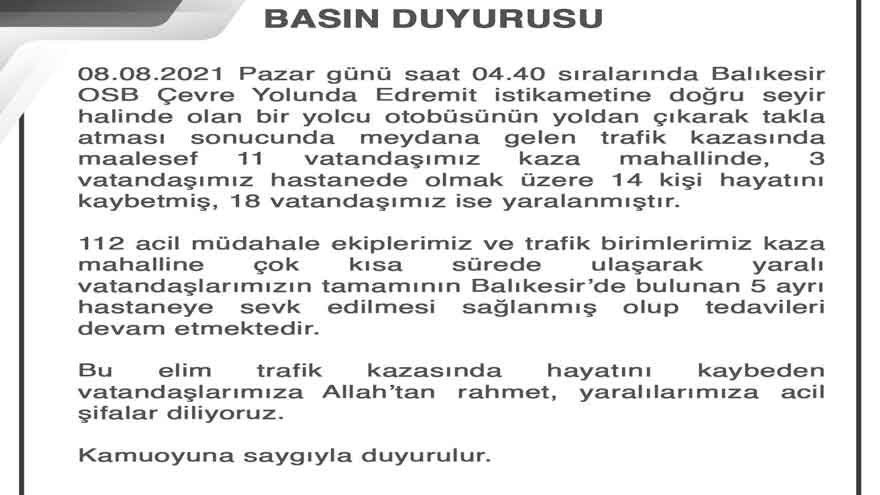 Balıkesir Edremit Yolunda Trafik Kazası: 14 Kişi Hayatını Kaybetti, 18 Yaralı Var!