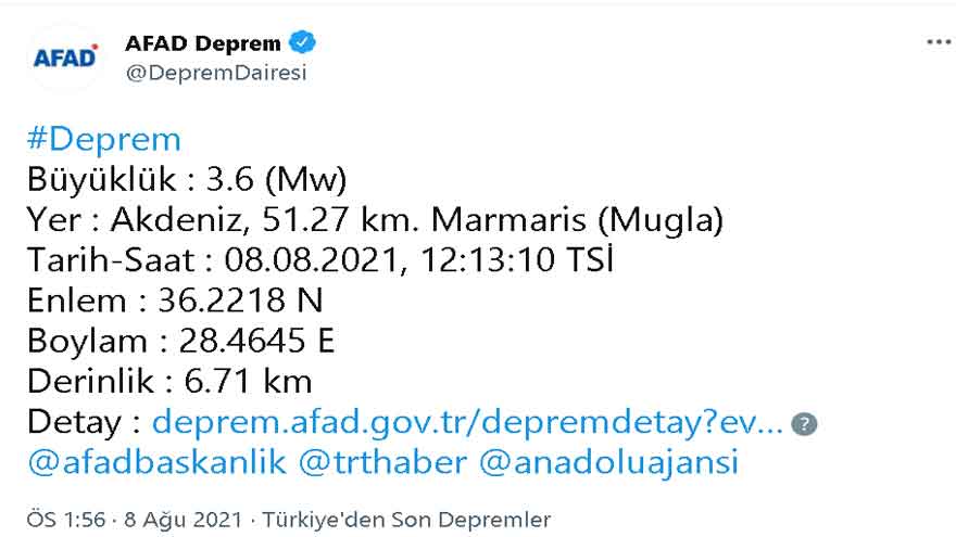 Yangın Felaketi İle Boğuşan Marmaris Şimdide Depremle Sarsıldı!