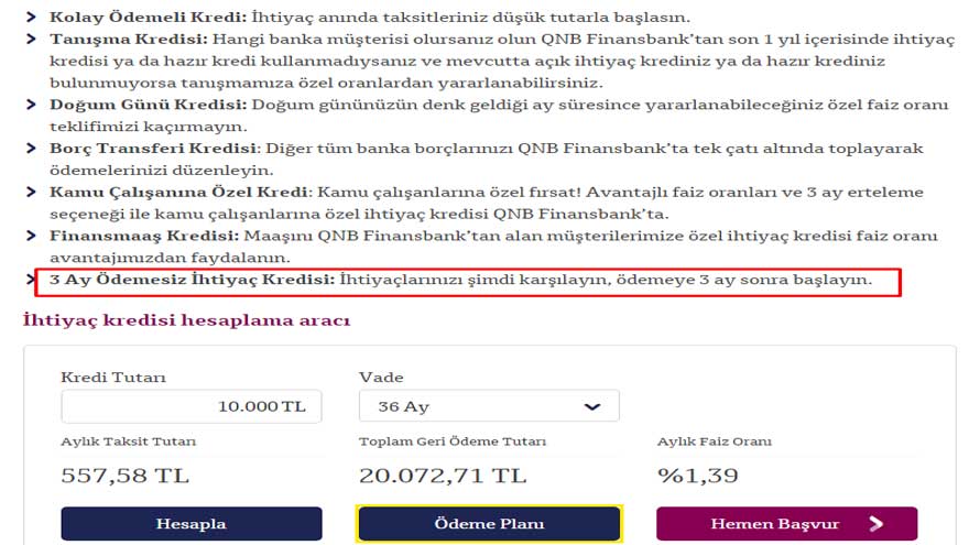 İlk 3 Ay Ödeme Yok! ING Bank, Finansbank, Akbank, Yapı Kredi, İş Bankası Ertelemeli İhtiyaç Kredisi Kampanyaları