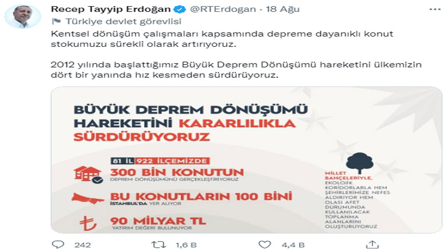 Cumhurbaşkanı Erdoğan'dan Son Dakika Kentsel Dönüşüm ve Millet Bahçesi Açıklaması!