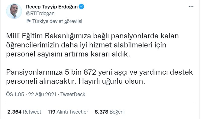 Bu Mesleklerde Olanlara MEB'de İş Fırsatı! Cumhurbaşkanı Erdoğan Kadroları Açıkladı