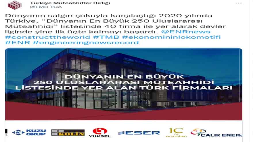 Dünyanın En Büyük 250 Uluslararası Müteahhidi Listesinde Yer Alan 40 Firma Hangisi?