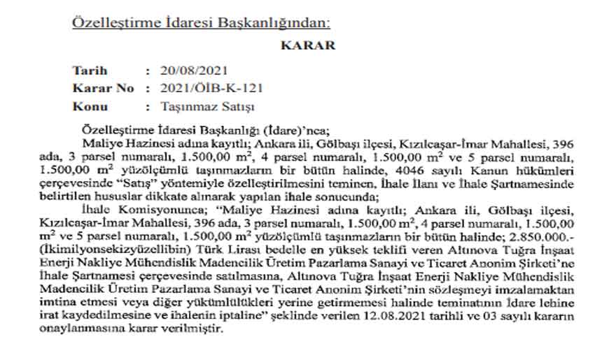 Yeni Özelleştirme Kararları Resmi Gazete İle Yayımlandı! Maliye Hazinesi Arsaları Kimlere Satıldı?