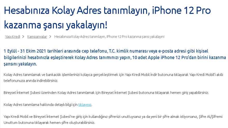 Yapı Kredi Bedava iPhone 12 Pro Dağıtıyor! Hediye iPhone Kazanmak İçin Yapmanız Gerekenler