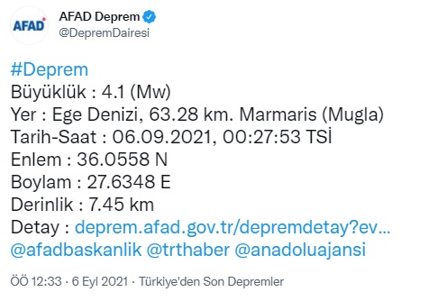 Son Dakika AFAD, Kandilli Deprem Açıklaması! Muğla Marmaris Gece Yarısı Depremle Sallandı!