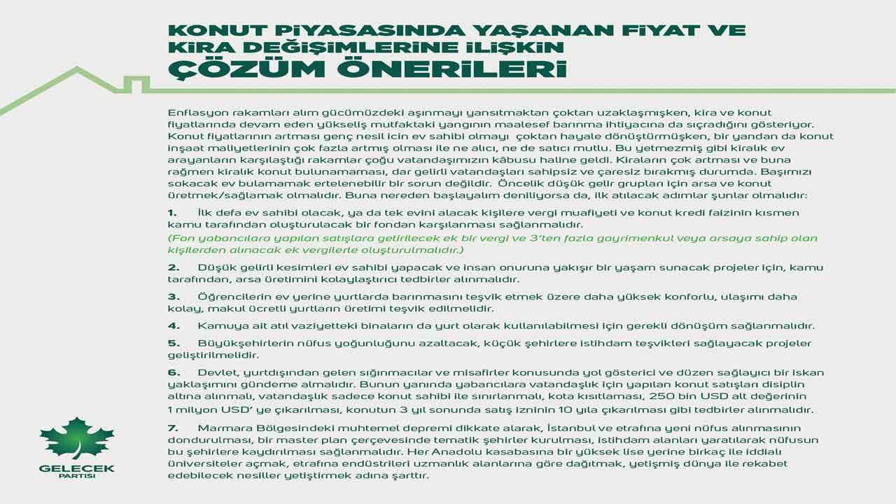 Mutfaktaki Yangın Konuta Sıçradı! İlk Defa Ev Alacaklara Vergi Muafiyeti ve Düşük Faizli Konut Kredisi Önerisi Geldi