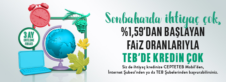 TEB Sonbahar Kredi Kampanyası Başladı! 10 Bin TL İhtiyaç Kredisi 386 TL Taksitle Veriliyor